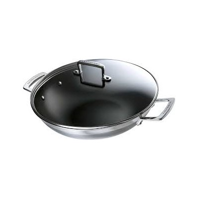 Wok Le Creuset 3-PLY Plus de acero inoxidable con tapa 30cm