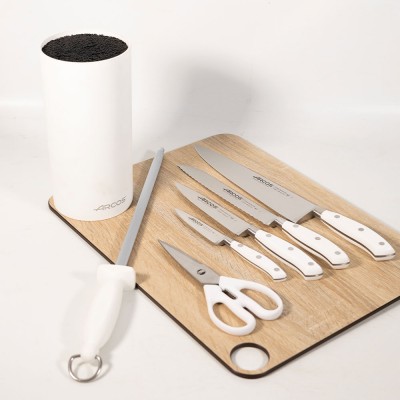 Pack Completo de Cuchillos Arcos Riviera Blanc con Taco y Accesorios