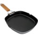 Plancha asadora lisa de aluminio fundido con mango abatible 28x28 cm Vier