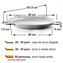 Paellera de acero pulido 90cm - 20 a 30 personas