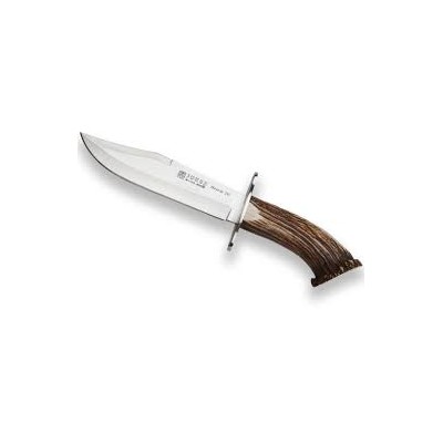 Cuchillo Bowie de caza Joker con puño corona de ciervo y hoja de 20 cm