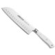 Cuchillo Santoku alveolado de 170 mm con mango blanco
