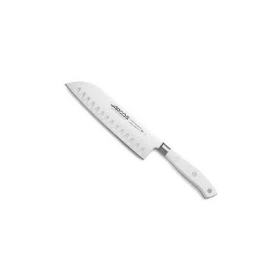 Cuchillo Santoku alveolado de 170 mm con mango blanco