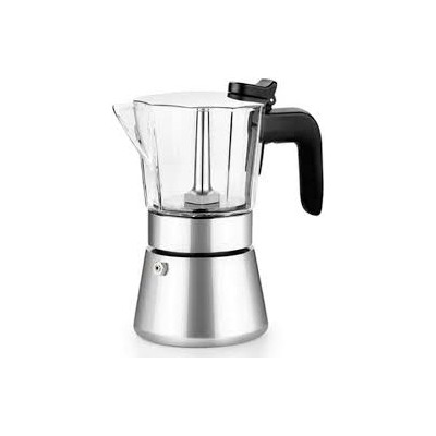 Cafetera Italiana BRA Flavour 10 Tazas de Acero y Cristal