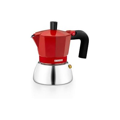 Cafetera Italiana Monix Induction Inox Roja 9 Tazas