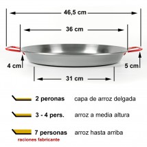 Paellera de acero 36cm 2 a 3 personas