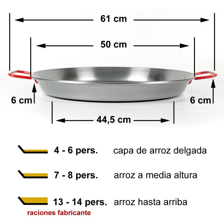 Paella de acero 50cm 6 a 8 personas