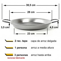 Paellera de acero pulido 28cm (1 plato)