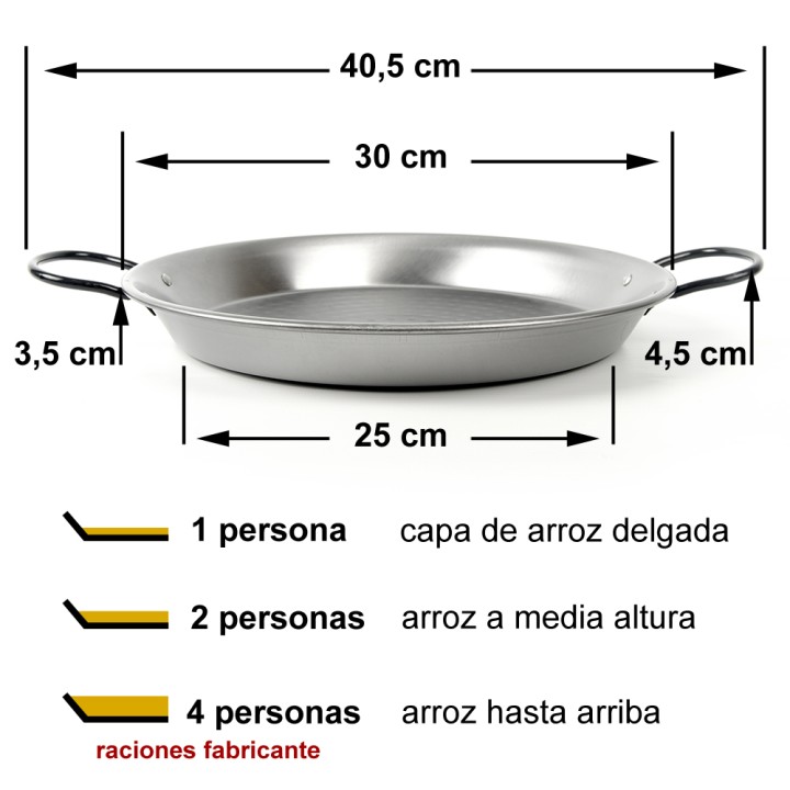 Paellera de acero pulido 30cm - 1 ración