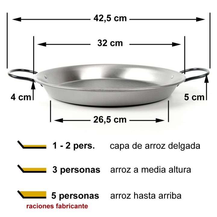 Paellera de acero pulido 32cm - 2 raciones
