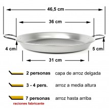 Paellera de acero pulido 36cm - 2 a 3 personas