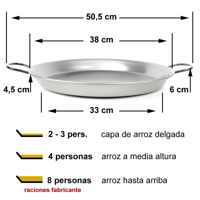 Paellera de acero pulido de 38 cm Vaello