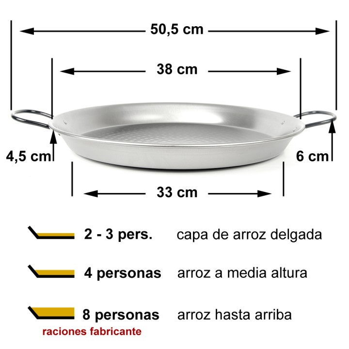 Paellera de acero pulido 38cm - 3 raciones