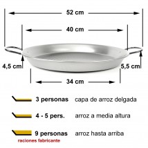 Paellera de  3 a 4 raciones de acero pulido 40 cm