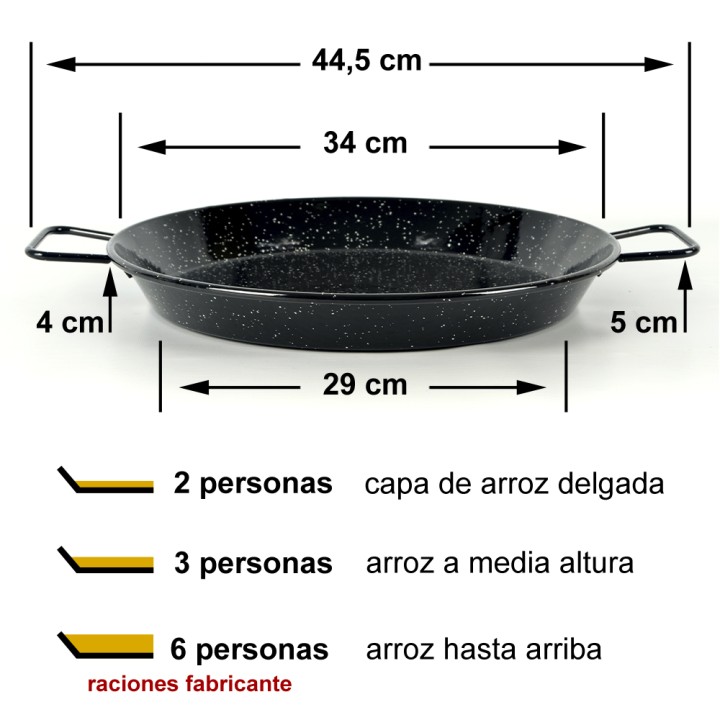 Paellera esmaltada 34cm. Paella para 2 personas
