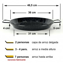 Paellera esmaltada 36cm. Paellera de 2 a 3 raciones