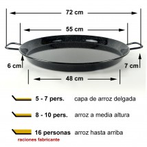 Paella para 8 - 10 personas esmaltada - Diámetro de 55 cm