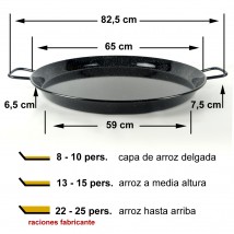 Paellera esmaltada 65cm ø 10 a 13 platos