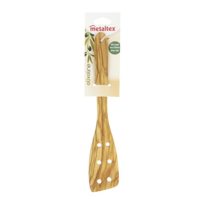 Espátula perforada de madera de olivo