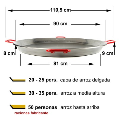 Paella de acero pulido de 90 cm El Cid