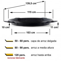 Paellera esmaltada 115cm - 50 a 80 personas