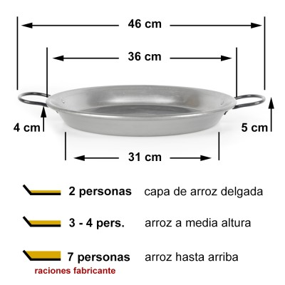 Paella de inducción 36cm de acero pulido Vaello
