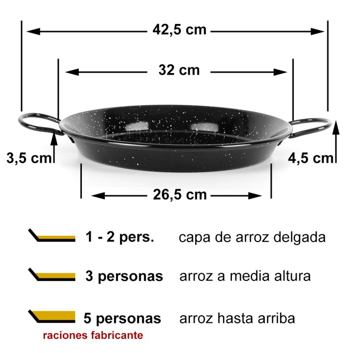 Paellera de 1, 3 o 5 personas