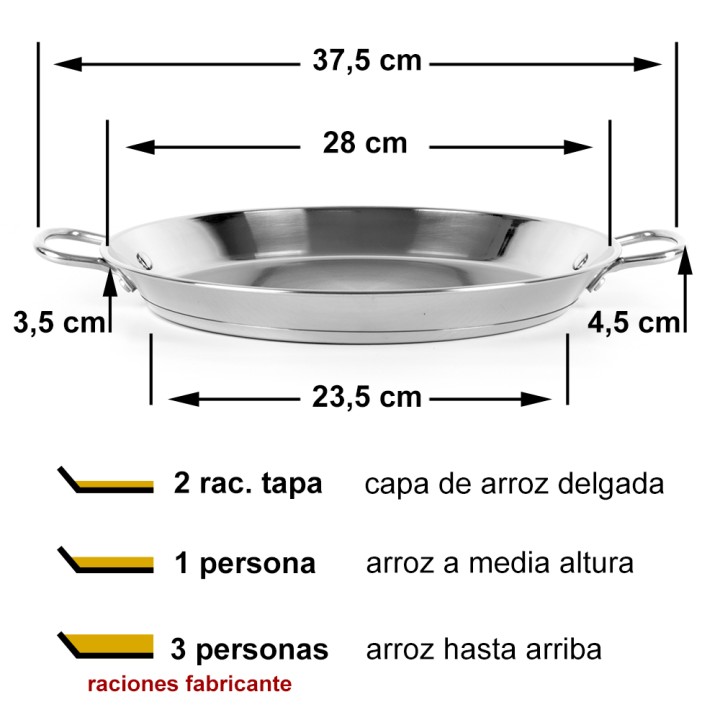 Paellera para 1 o 3 personas