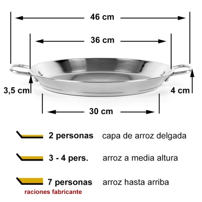 Paellera inducción inoxidable 36 cm Guison