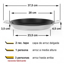 Paellera inducción para 1 o 3 platos de arroz