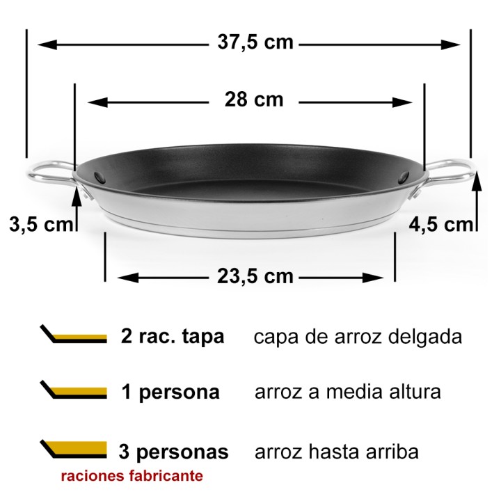 Paellera inducción para 1 o 3 platos de arroz