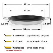 Paellera para 3, 5 o 9 raciones