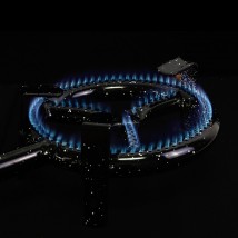 Paellero de 20 cm con 1 aro de gas encendido - Llama Azul