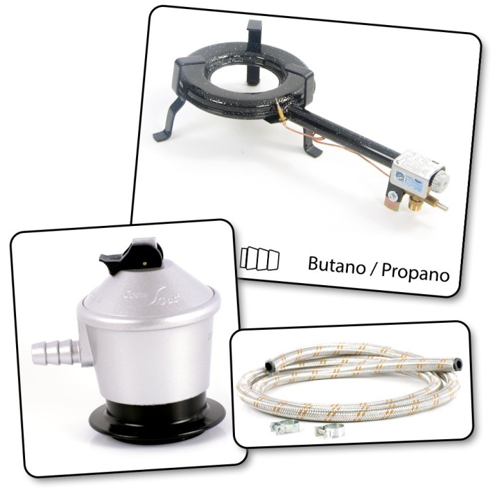 Hornillo de gas 25 cm con manoreductor y goma reforzada | Paelleros Roger