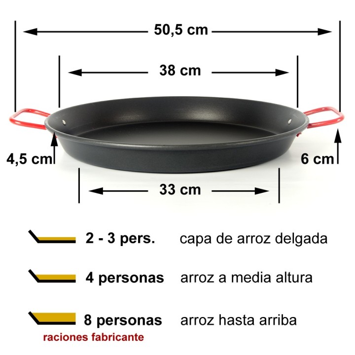 Paella antiadherente de 38cm [2 - 3 personas] | Paelleros Roger