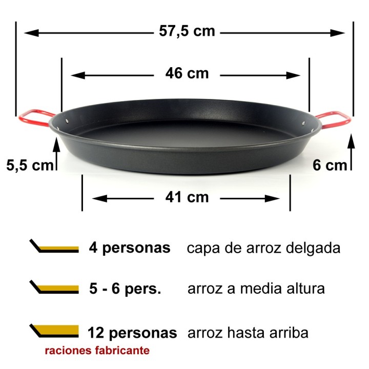 Paella antiadherente de 46cm [4 - 5 raciones] | Paelleros Roger