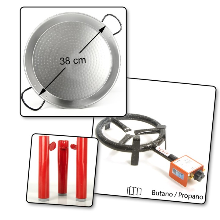 Pack Paellero + Paella para 2 personas + patas encimera