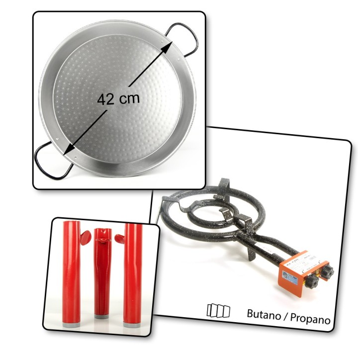 Pack Paellero + Paella para 3 personas + patas encimera
