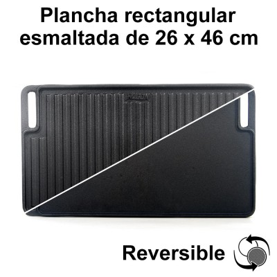 Plancha hierro fundido esmaltada rectangular 26x46cm