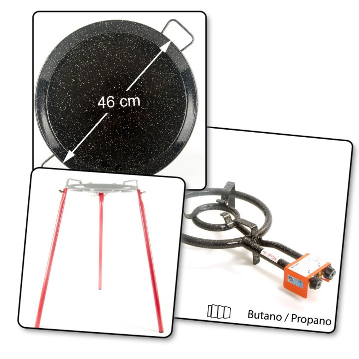 Conjunto Paellero + Paella para 4 personas + patas