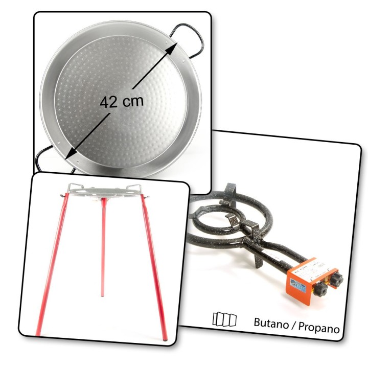 Conjunto Paellero + Paella para 3 personas + patas