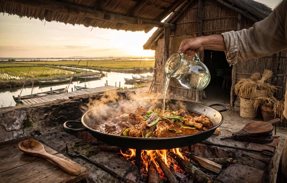 Paella hecha a leña