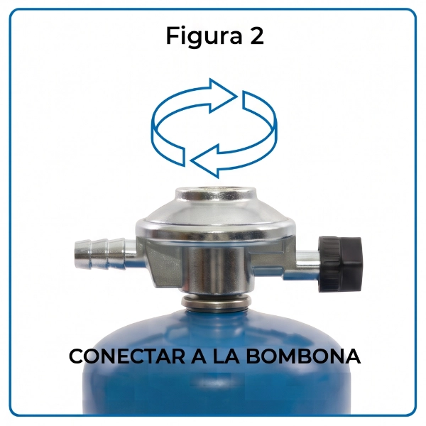 Enganchar regulador a la bombona de gas